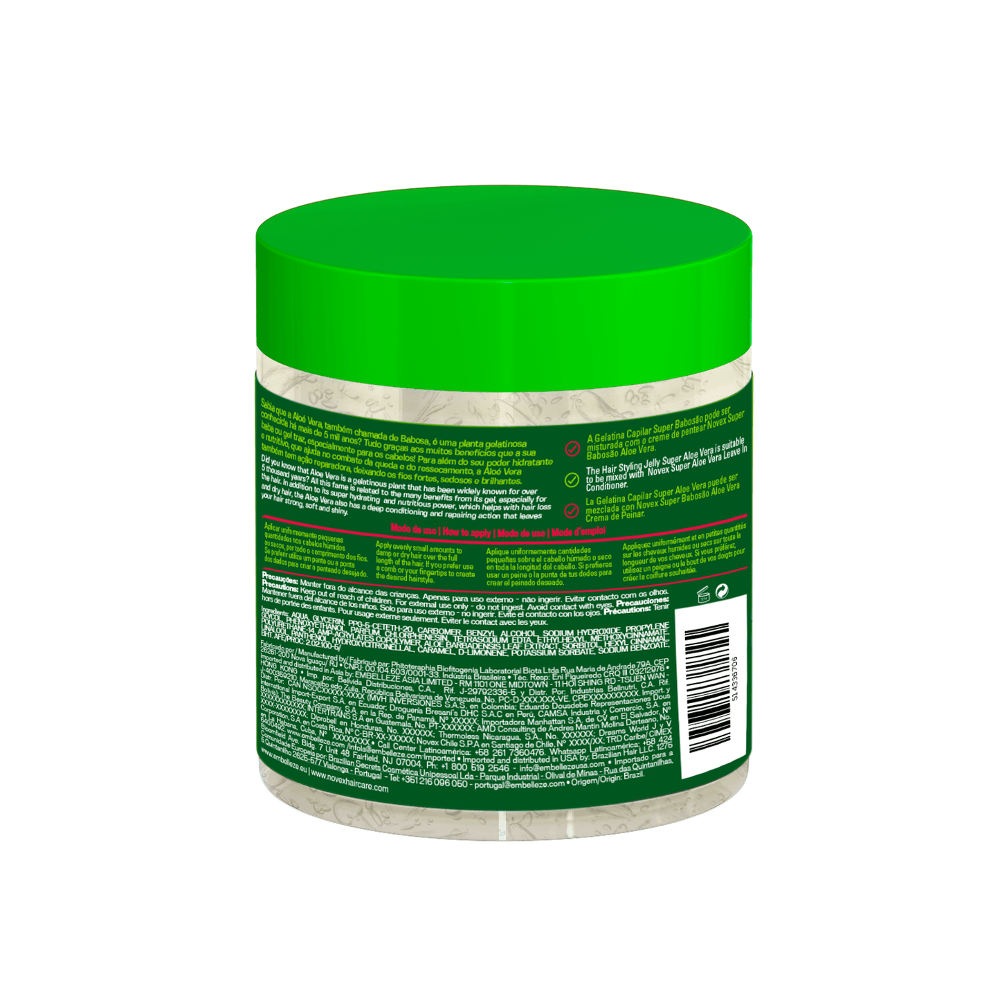 Gelatina Fixadora Novex Super Babosão Aloe Vera 500g